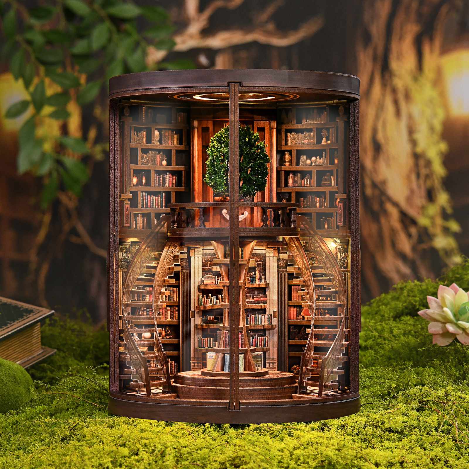 Modern Mini Dollhouse Book Nook a Contemporary 3D Wood Puzzle and Assembly Kit for Adults a Stylish Decoration